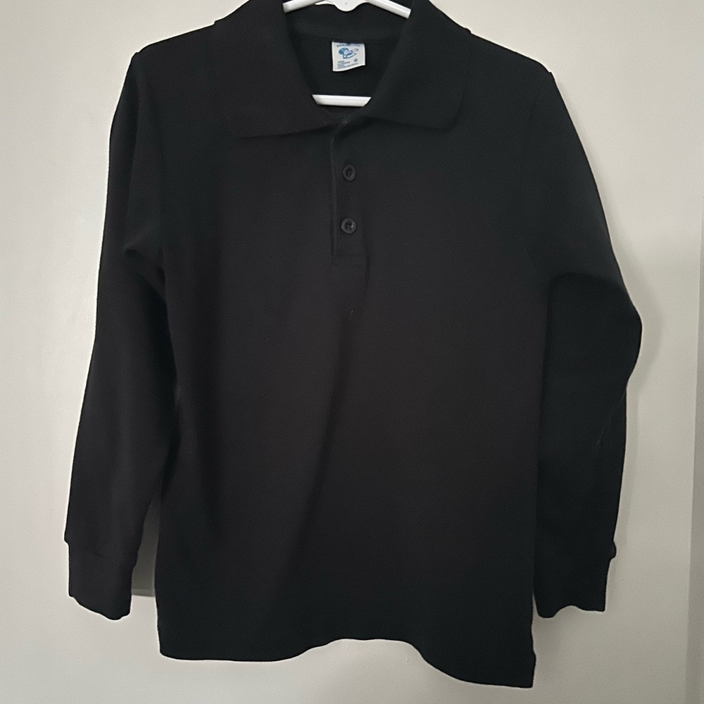 Long Sleeve Kids Polo Shirt - Black